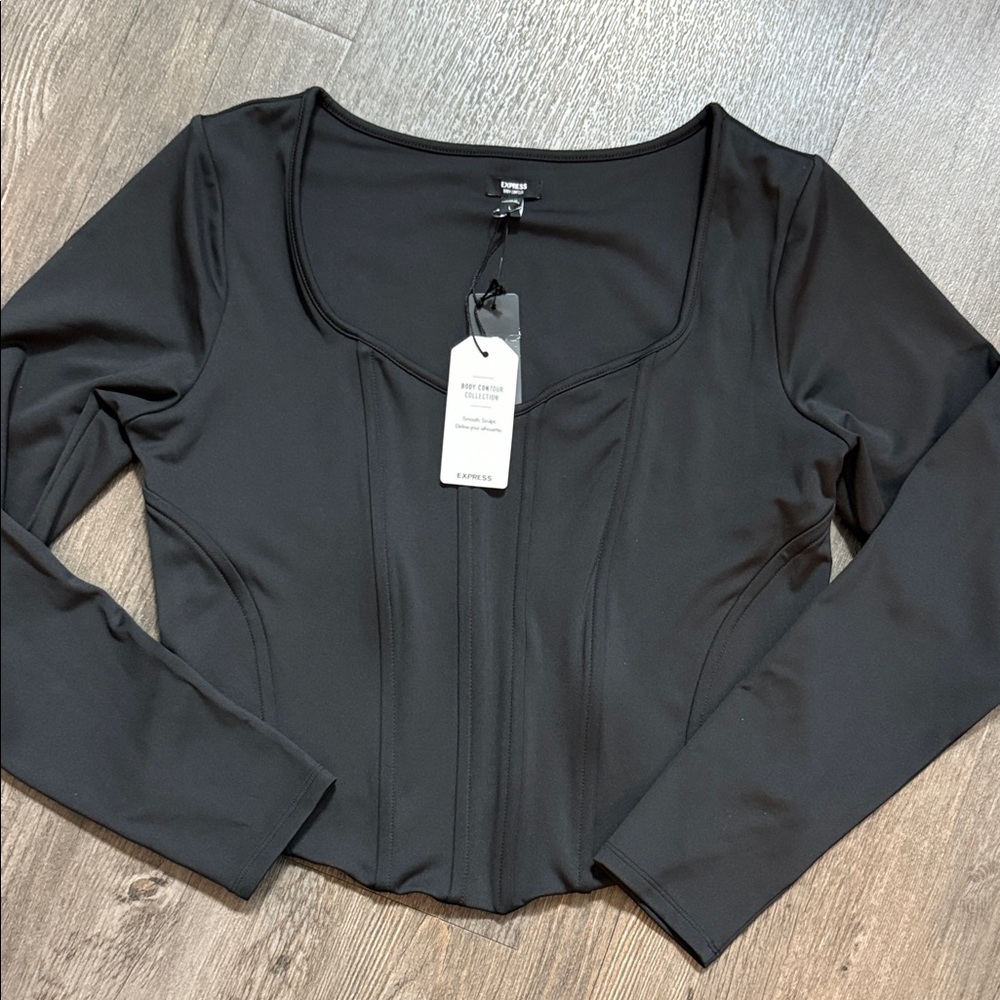 Express Black Corset Long Sleeve Blouse size L